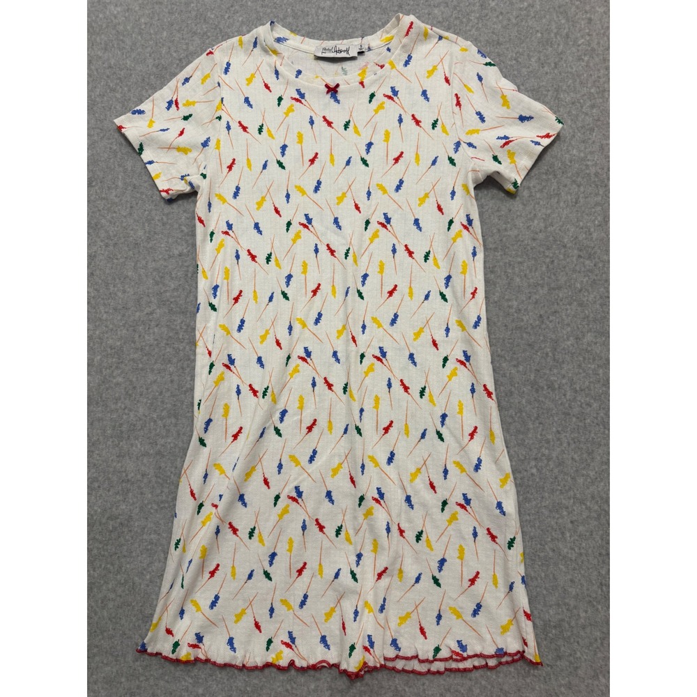 Rachel Antonoff Fitz White Pointelle Knit Sleep Dress Primary Print Small Preppy